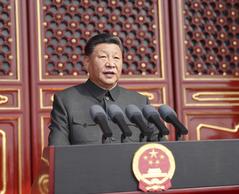 10月1日上午，慶祝中華人民共和國成立70周年大會在北京天安門廣場隆重舉行。中共中央總書記、國家主席、中央軍委主席習(xí)近平發(fā)表重要講話。